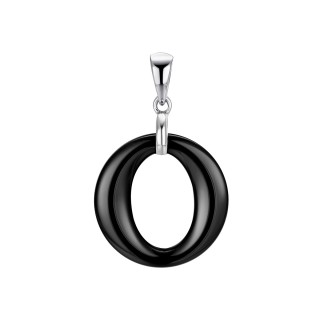 Кулон с керамикой «Black Ceramic Ring» серебро 925 Fresh Jewelry (арт.TC-P00099-B-W-X-X-X)