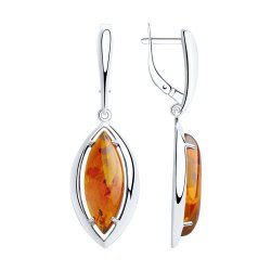 Серьги из серебра с янтарём (Арт.83020064)