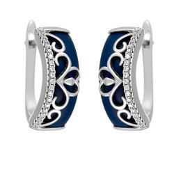 Серьги из серебра с керамикой и куб. цирконием (Арт.tm-e00611-vl-w-x-x-w)