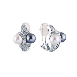Серьги из белого золота с бриллиантом и жемчугом (Арт.j5876pmc4w_wp_wg)