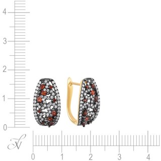 Серьги из золота с бриллиантом и гранатом (Арт.me31399-br-rgt-yg_dn_grb_yg)
