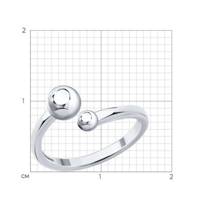 Кольцо из серебра с шариками «Минималистичный дуэт» Соколов (арт.9401)