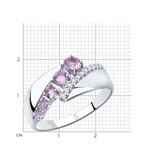 Кольцо из серебра с аметистами и фианитами (Арт.92011816)