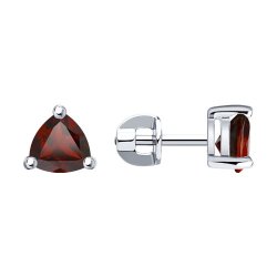 Серьги-пусеты из серебра с гранатами (Арт.92020042)