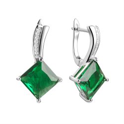 Серьги из серебра с ситаллом и фианитом (Арт.pd-e00054-x-w-eg-x-w)
