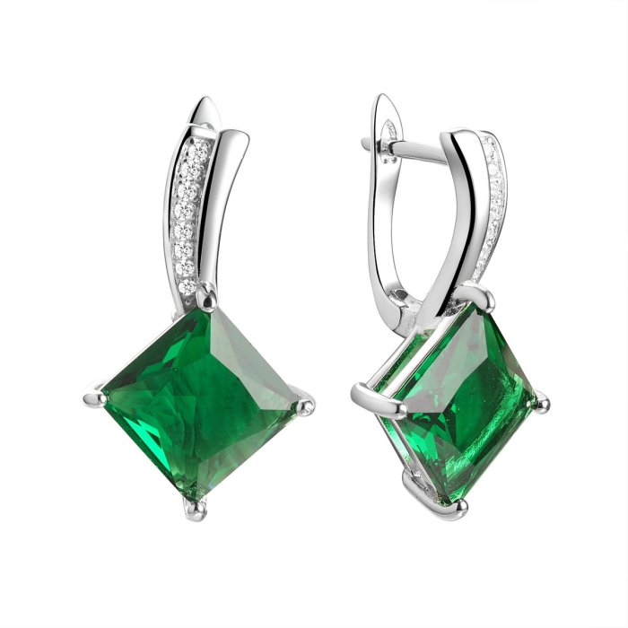 Серьги из серебра с ситаллом и фианитом (Арт.pd-e00054-x-w-eg-x-w)