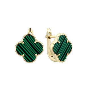 Серьги серебряные с малахитом «Lucky Clover» Fresh Jewelry (арт.TC-E02029-X-L-Mal-X-X)