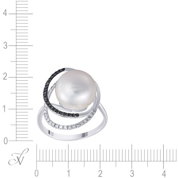 Кольцо из белого золота с бриллиантом и жемчугом (Арт.r26848_ko_db_ww_wg)