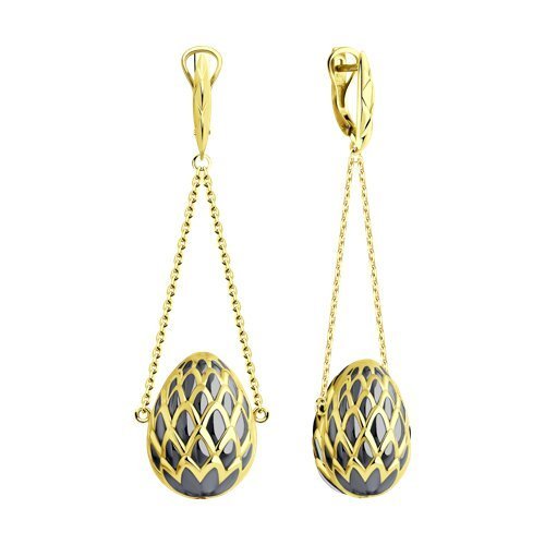 Серьги из золоченого серебра с эмалью «Драконье Яйцо» Соколов (арт.93-121-01985-1)