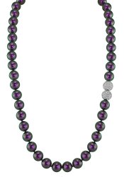 Ожерелье из серебра с жемчугом и кристаллом swarovski (Арт.32l-sk-19)