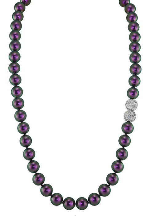 Ожерелье из серебра с жемчугом и куб. цирконием (Арт.32l-sk-19)