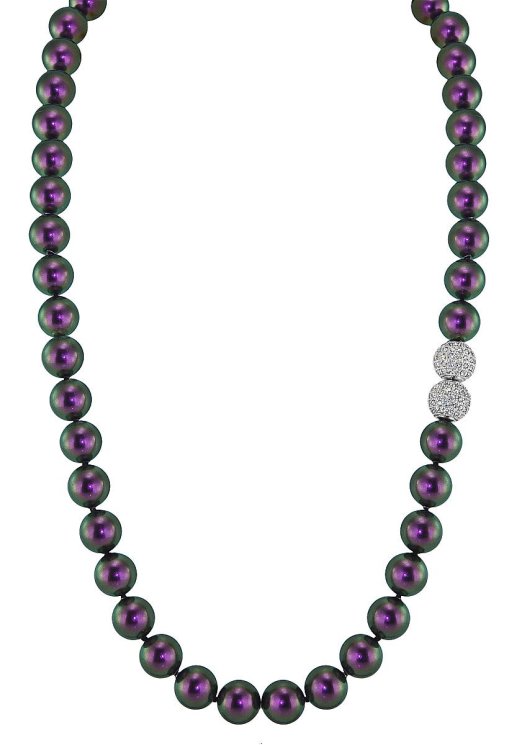 Ожерелье из серебра с жемчугом и кристаллом swarovski (Арт.32l-sk-19)