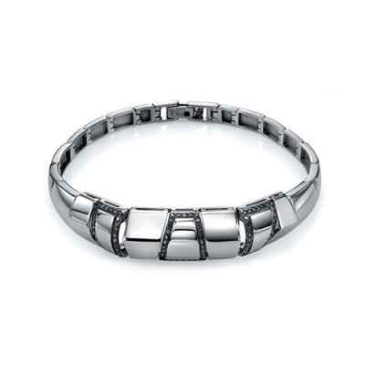 Браслет Kabarovsky (арт. 14-1707-3089) из белого золота 585 пробы с чёрными бриллиантами — «Грани силы и стиля»