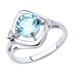 Кольцо из серебра с топазом и фианитами (Арт.94-310-00603-1)
