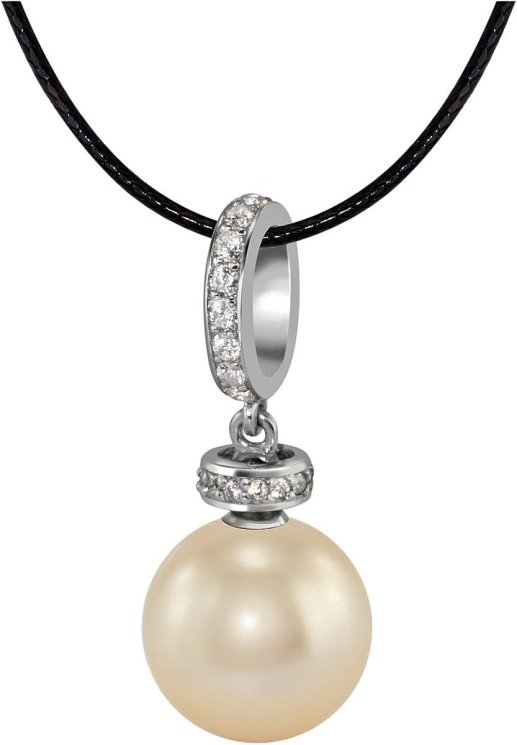 Кулон из серебра с жемчугом и кристаллом swarovski (Арт.abp-2-10-5-s)