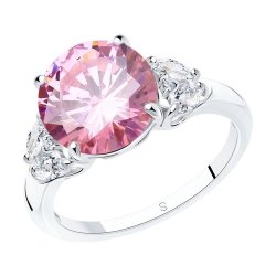 Кольцо из серебра с розовым фианитом (Арт.94011803)