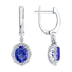 Серьги из белого золота с бриллиантами и танзанитами (Арт.6024453-3)