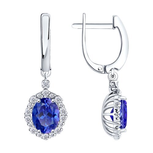 Серьги из белого золота с бриллиантами и танзанитами (Арт.6024453-3)