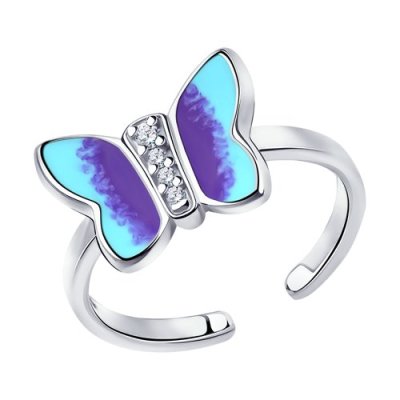 Кольцо из серебра с эмалью и фианитами (Арт.94013120)