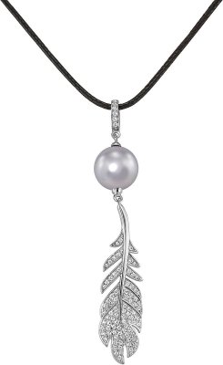 Кулон из серебра с жемчугом и куб. цирконием (Арт.cbp-3-44-17-s)
