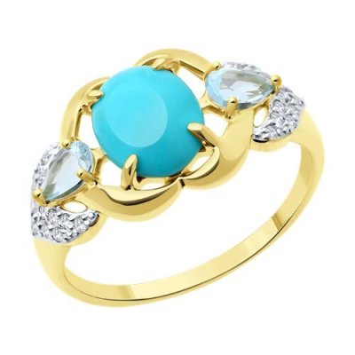 Кольцо золотое пробы 585 с миксом камней (Арт.717053-2)