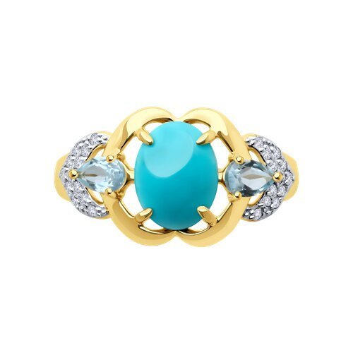 Кольцо золотое пробы 585 с миксом камней (Арт.717053-2)