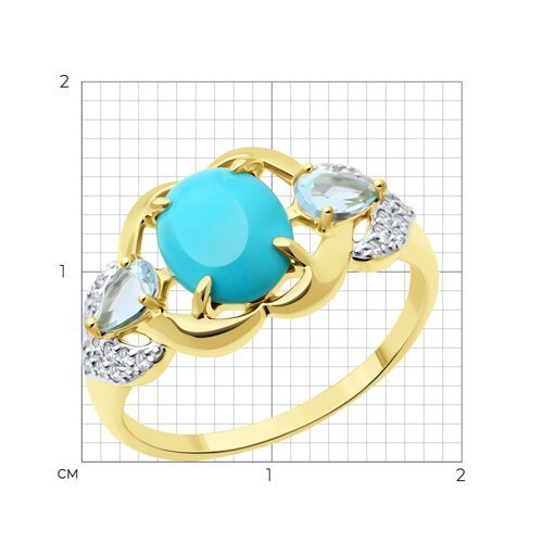 Кольцо золотое пробы 585 с миксом камней (Арт.717053-2)