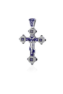 Кулон крест с бриллиантами и сапфирами «RELIGION» Estet (арт.01Р671111Э-1)