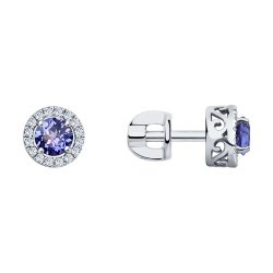 Серьги из белого золота с бриллиантами и танзанитами (Арт.6024069)