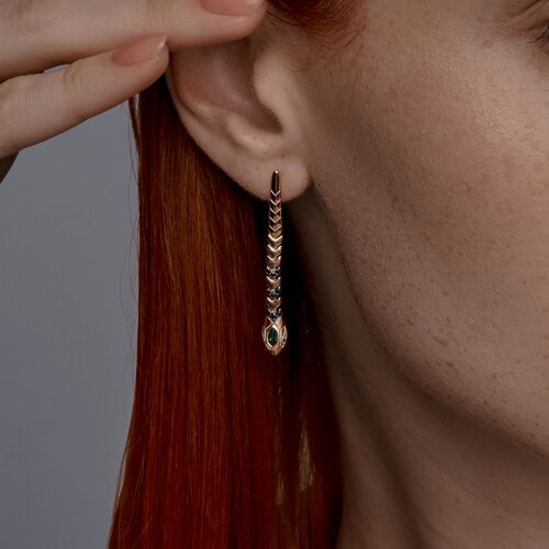 Серьги золотые с изумрудом и шпинелью «Изумрудная Стрела» Соколов (арт.728825)