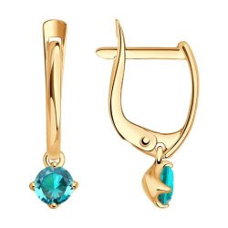 Серьги из золота с зелеными фианитами (Арт.027398)