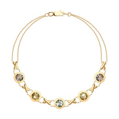 Браслет золотой пробы 585 с миксом камней (Арт.750537)