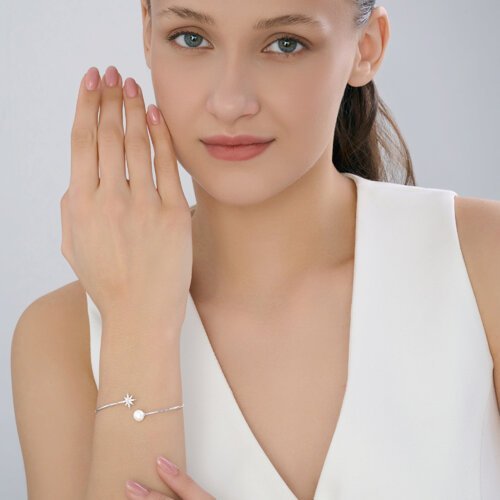 Браслет золотой пробы 585 с жемчугом (Арт.79-50014-3)