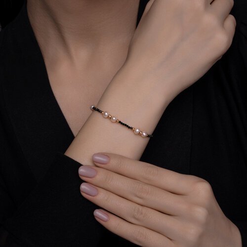 Браслет золотой пробы 585 с жемчугом (Арт.795063)