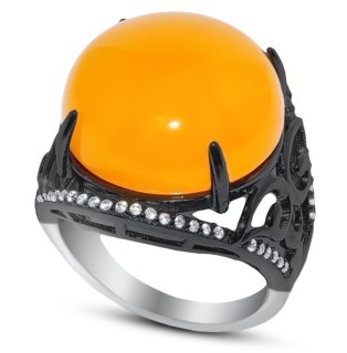 Кольцо серебряное с агатом и куб. цирконием «Крылья заката» Myjewels (арт.21sr000735c-1u-96-131_agat_kubcirkonii)