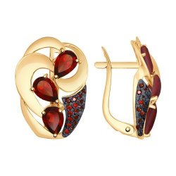 Серьги золотые пробы 585 с гранатом (Арт.725076)