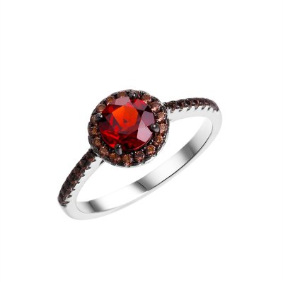 Кольцо из серебра с гранатом (Арт.cz-r00926-x-wb-pg-x-br)