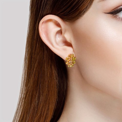 Серьги золотые пробы 585 с миксом камней (Арт.726940)