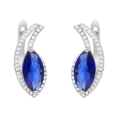 Серьги из серебра с куб. цирконием и ситаллом (Арт.pd-e00256-x-w-sap-x-w)