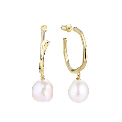 Серьги серебряные с жемчугом «Baroque Pearl Lemon» Fresh Jewelry (арт.PI-E00428-X-L-PN-X-X)