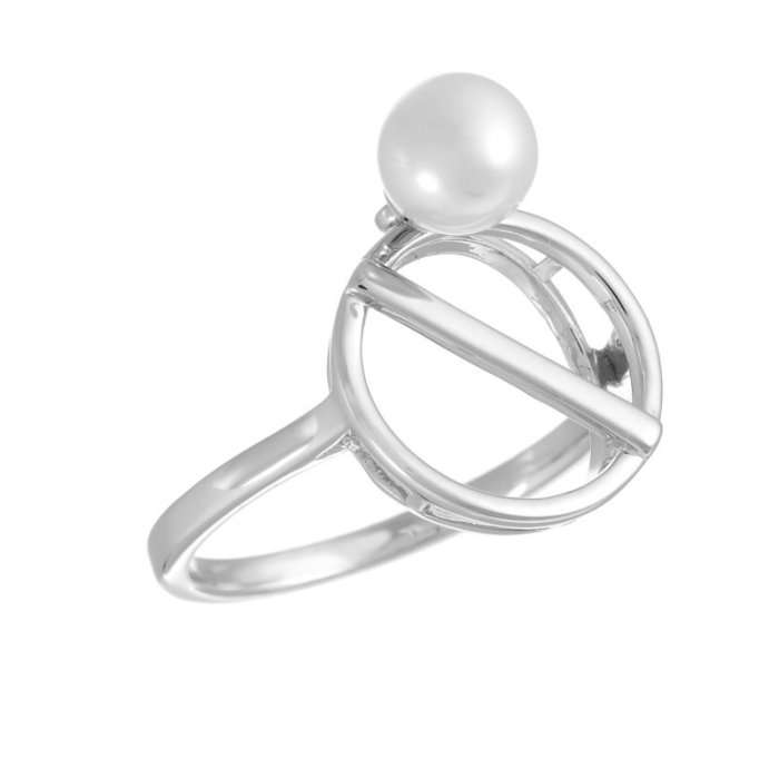 Кольцо из серебра с жемчугом (Арт.pi-r01682-x-w-pn-x-x)