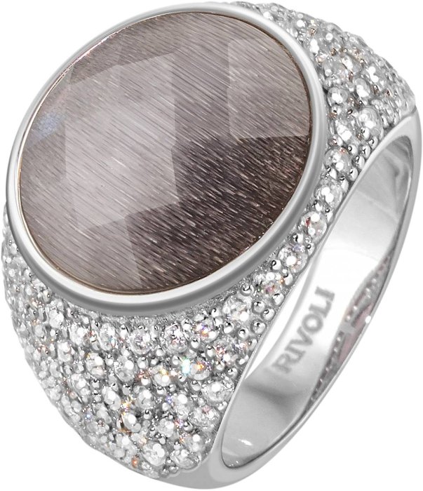 Кольцо из серебра с кошачим глазом и куб. цирконием (Арт.fhr-1-h-24-s)