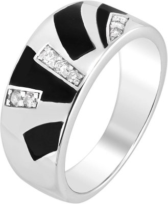 Кольцо из белого золота с бриллиантом и эмалью (Арт.sd012glb)