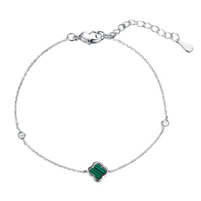 Браслет из серебра с малахитом и фианитом (Арт.tc-b02156-x-w-mal-x-w)