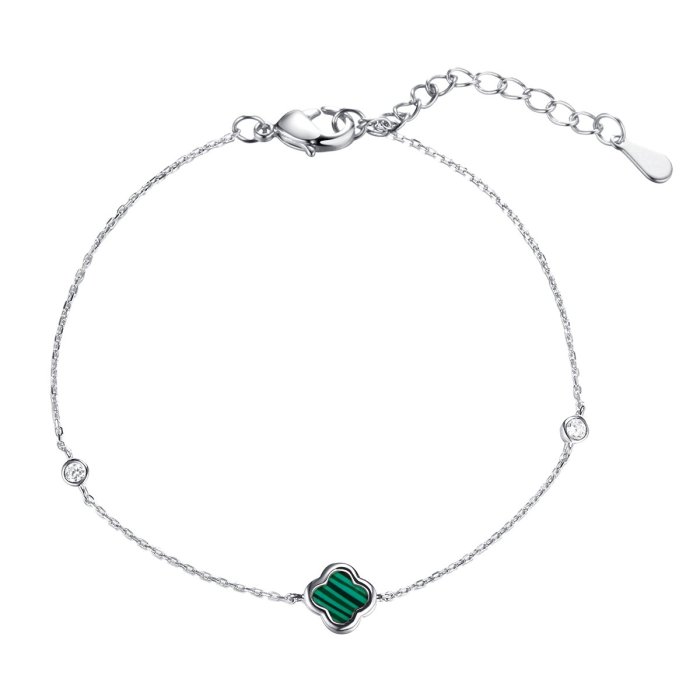 Браслет из серебра с малахитом и фианитом (Арт.tc-b02156-x-w-mal-x-w)