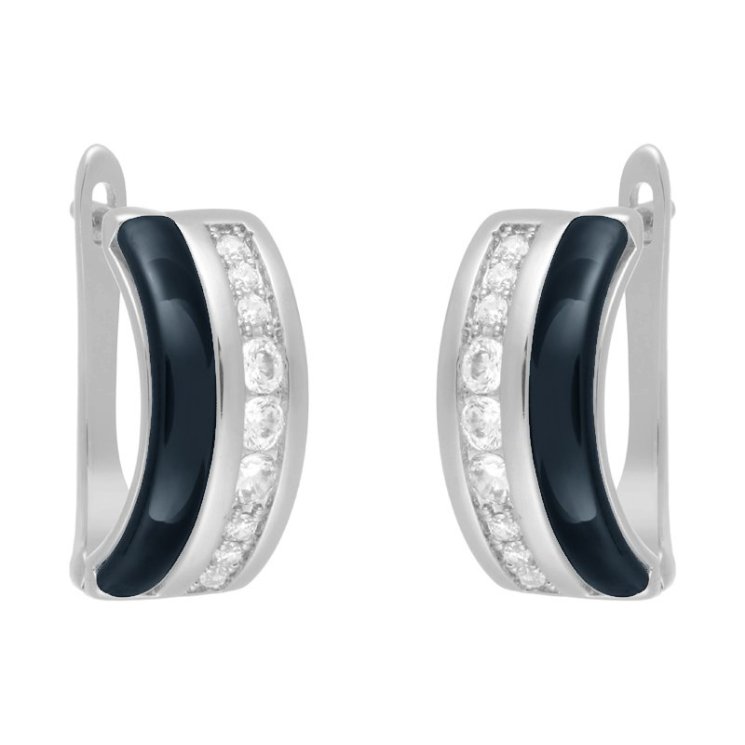 Серьги из серебра с керамикой и куб. цирконием (Арт.tc-e00660-vl-w-x-x-w)