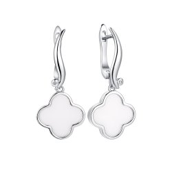 Серьги из серебра с керамикой и фианитом (Арт.tc-e01075-w-w-x-x-w)