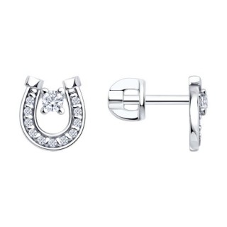 Серьги из серебра с фианитами «Подкова Удачи» SOKOLOV (арт.94-122-00093-1)