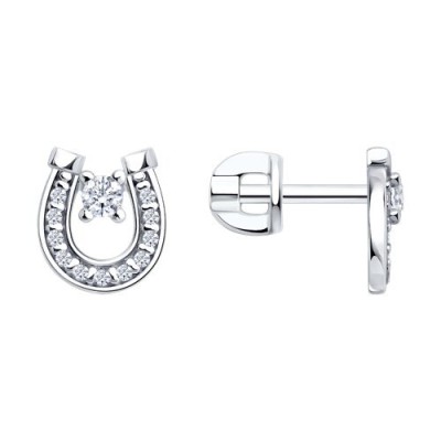 Серьги из серебра с фианитами «Подкова Удачи» SOKOLOV (арт.94-122-00093-1)
