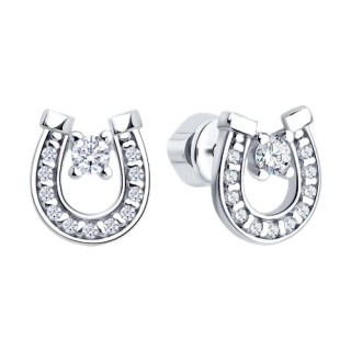 Серьги из серебра с фианитами «Подкова Удачи» SOKOLOV (арт.94-122-00093-1)
